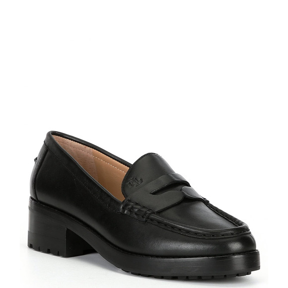 Lauren Ralph Lauren Women's Wren Slip on Penny Loafers, Black Size 6M - Picture 1 of 2